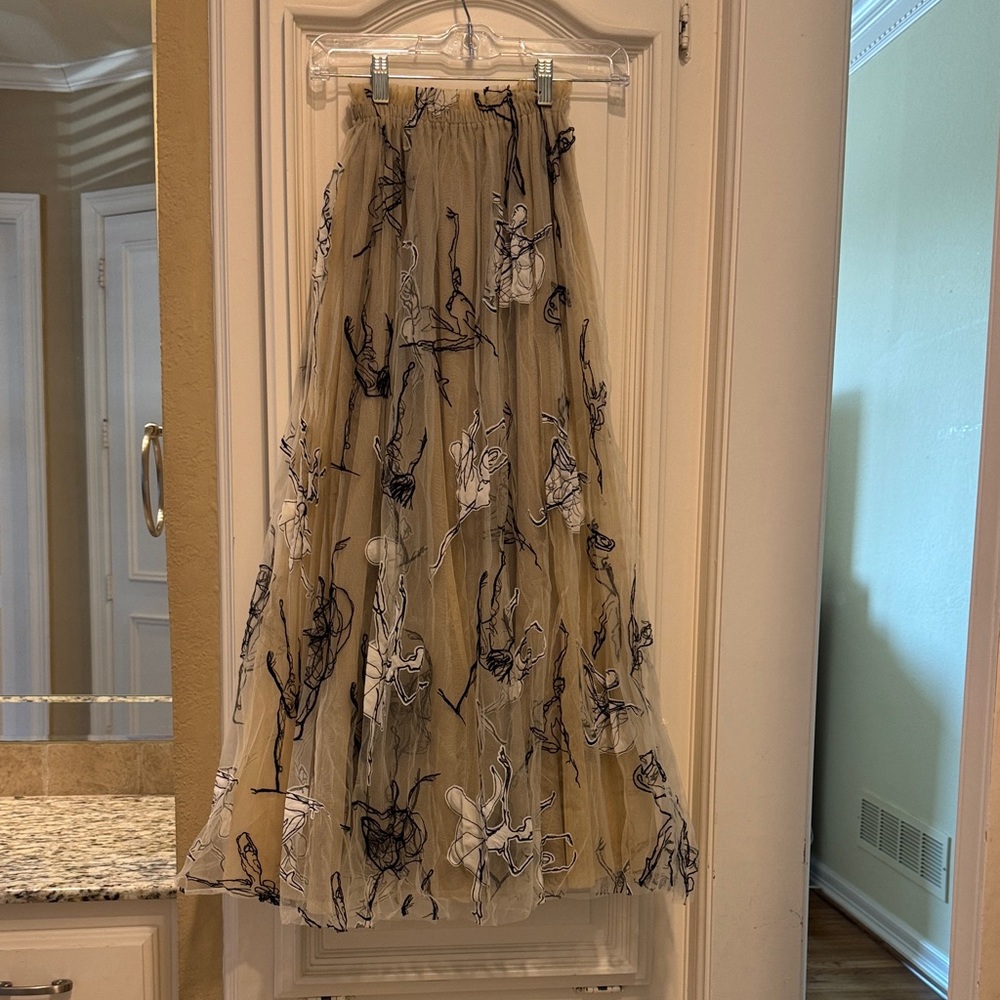 NWT Anthropologie Tan and Black tutu A-Line Skirt